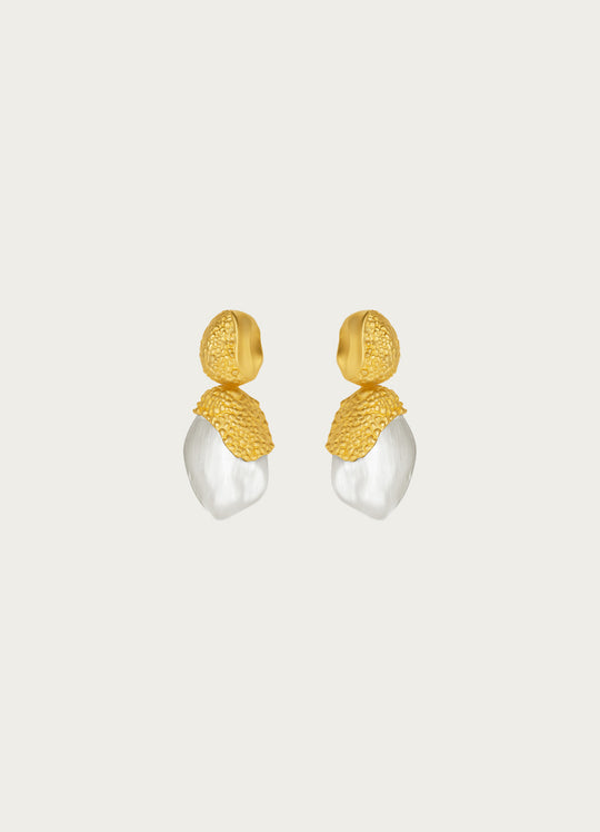 Snowdrop Gold White Earring