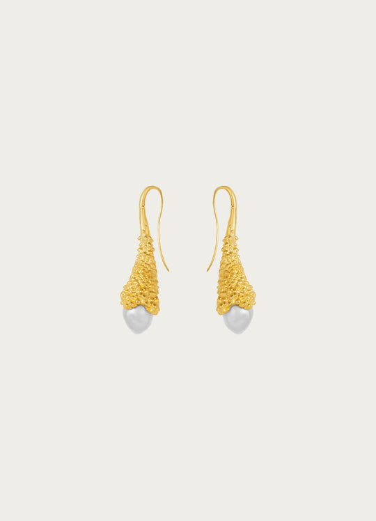 Plunge Gold White Earring
