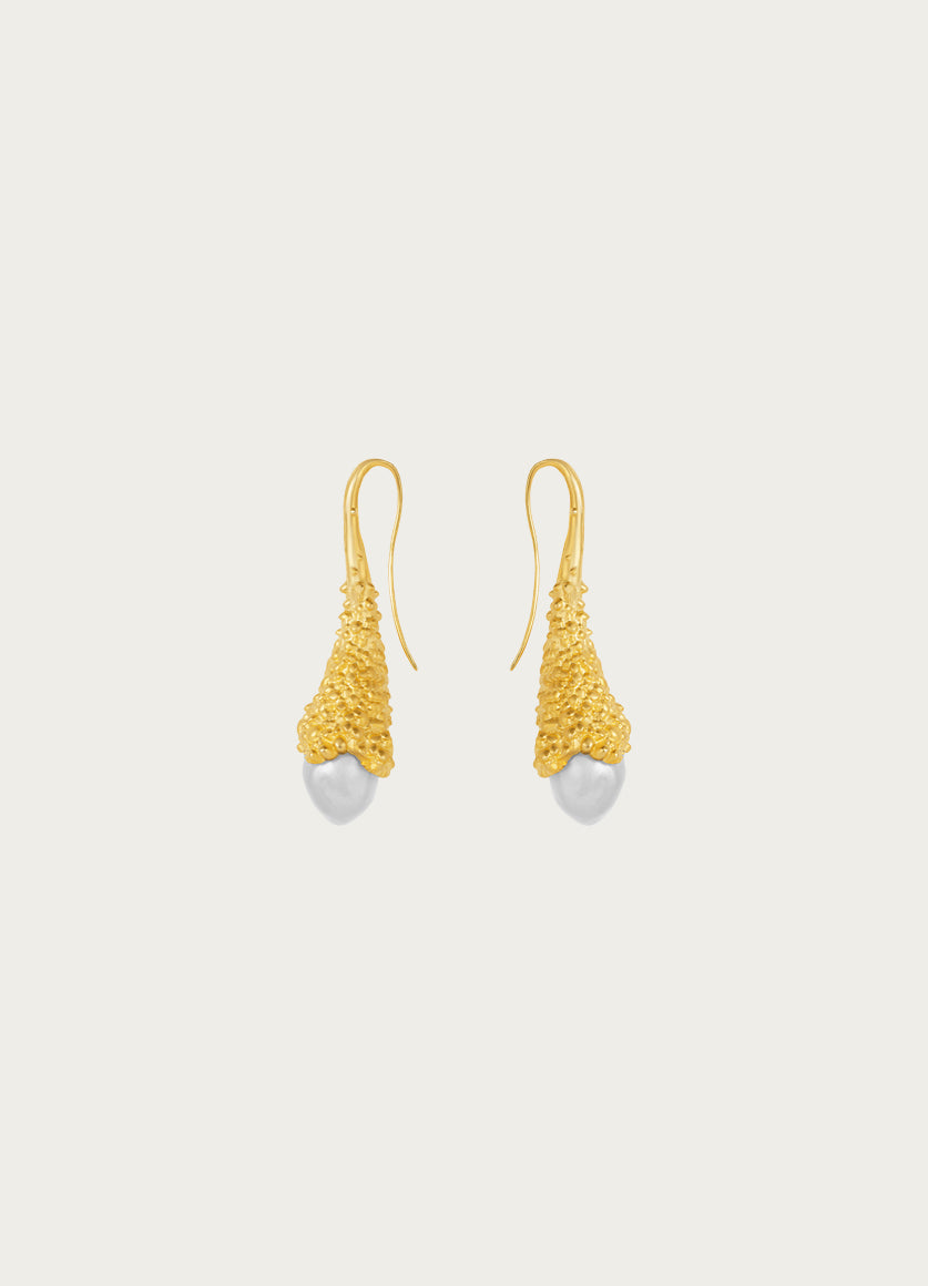 Plunge Gold White Earring
