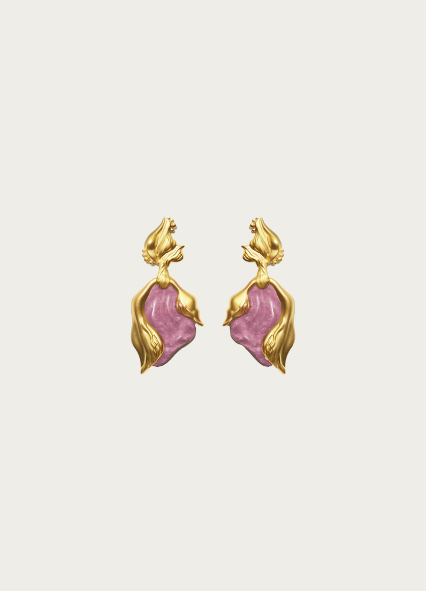 Lupa Dusty Pink Gold Earring