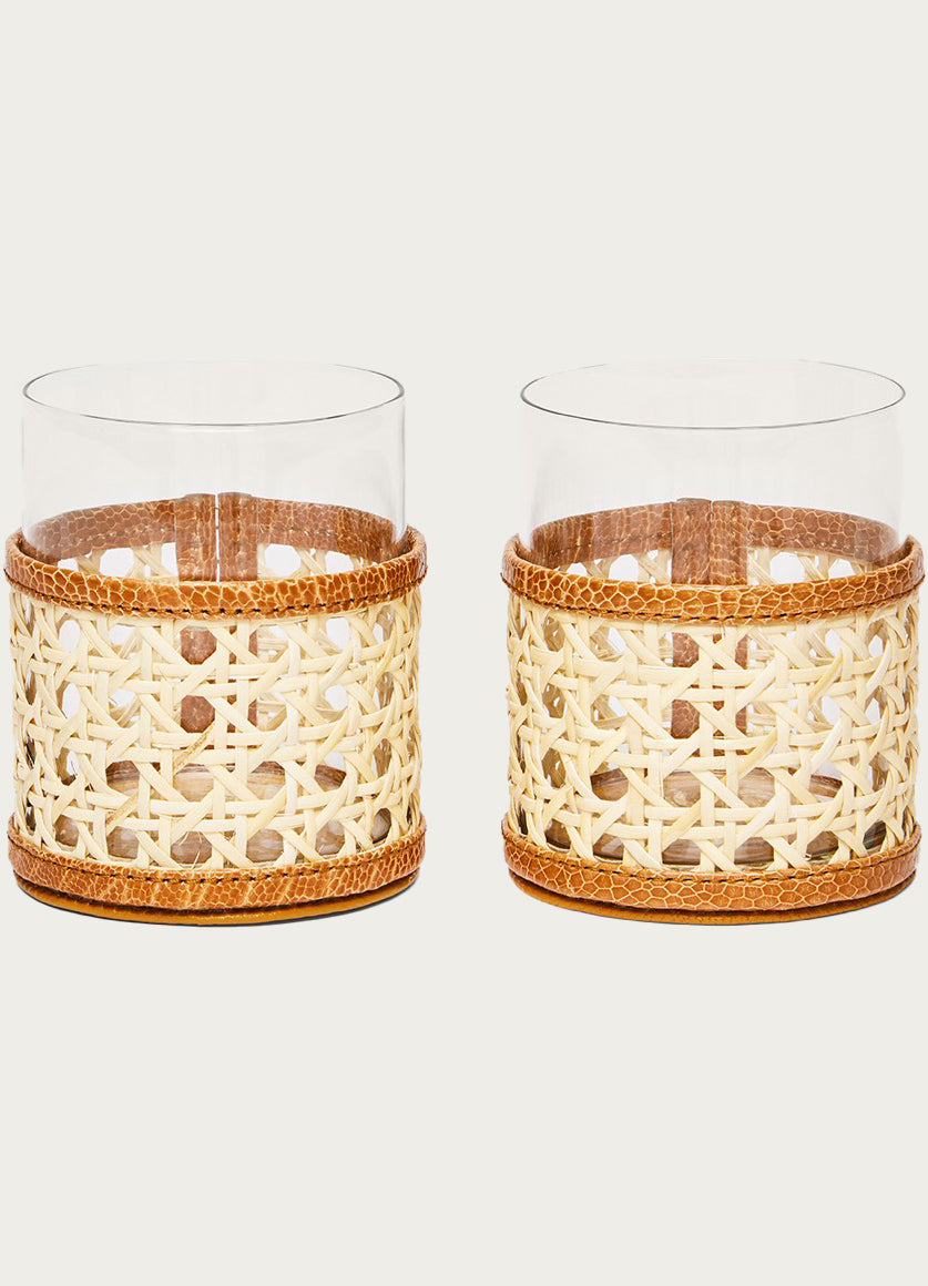 Rattan Glasses Burnt Amber Set of 2