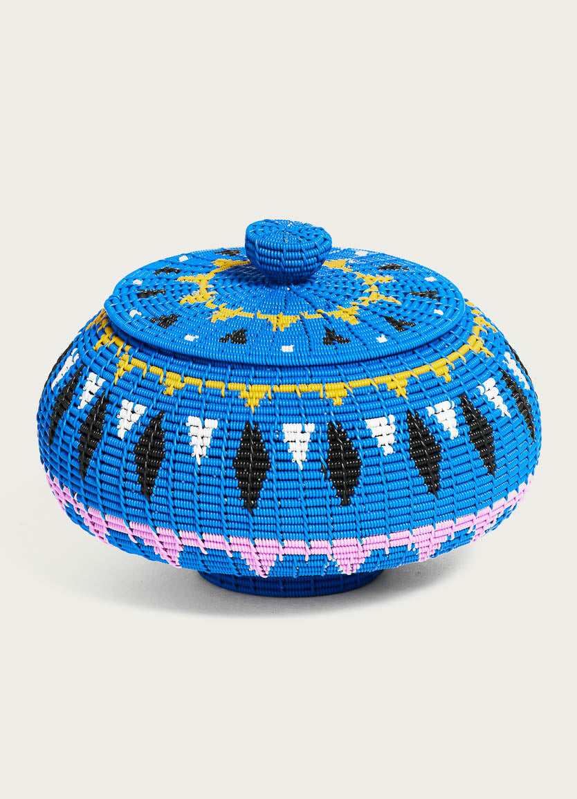Hardwire Pot Blue with Pattern