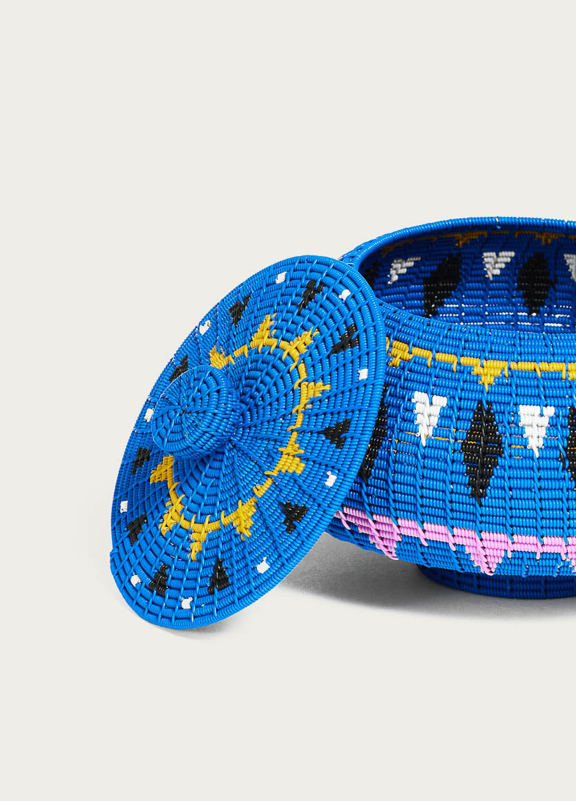 Hardwire Pot Blue with Pattern