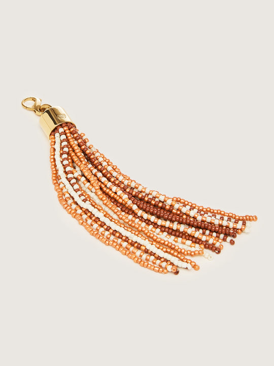 Okapi Beaded Tassel - Brown, White and Beige