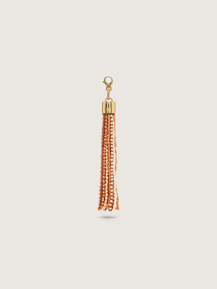 Okapi Beaded Tassel - Brown, White and Beige