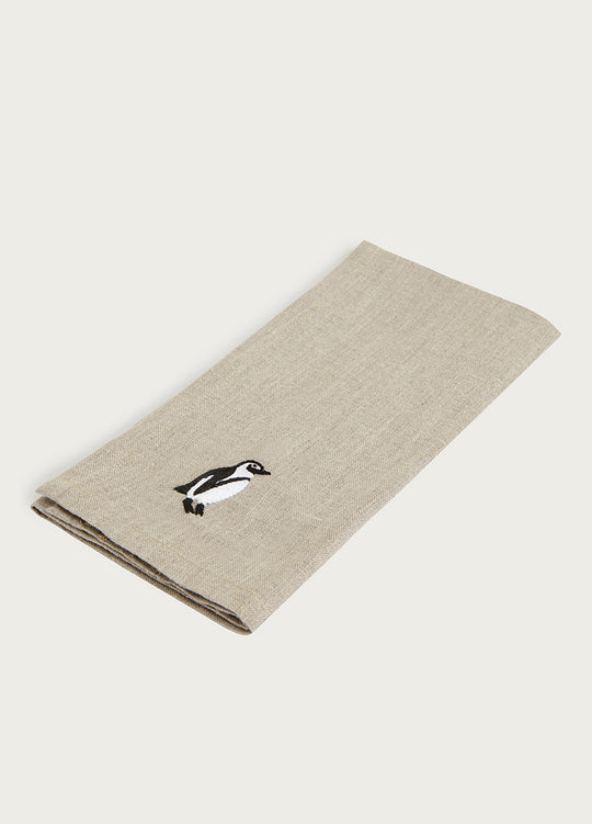 Marine African Penguin Linen Serviettes Natural
