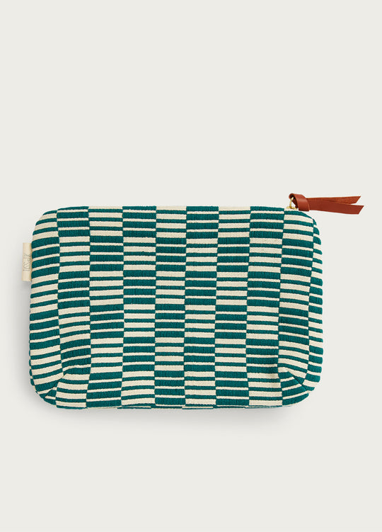 Small Daazou Pouches Carre Raye Turquoise