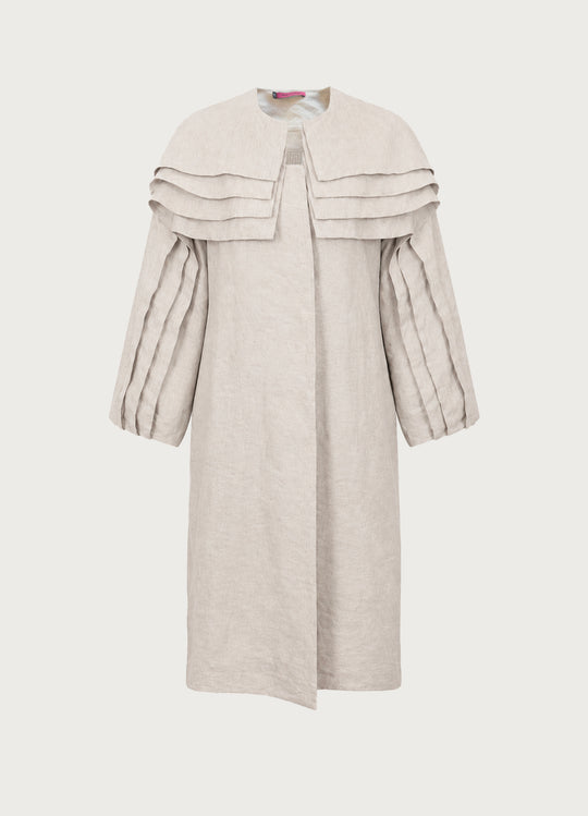 Pleated Sleeve Coat Stone