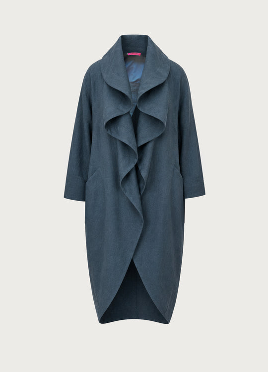 Roll Collar Coat Indigo
