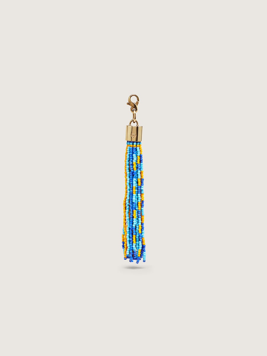 Okapi Beaded Tassel - Blue, Yellow and Light Blue