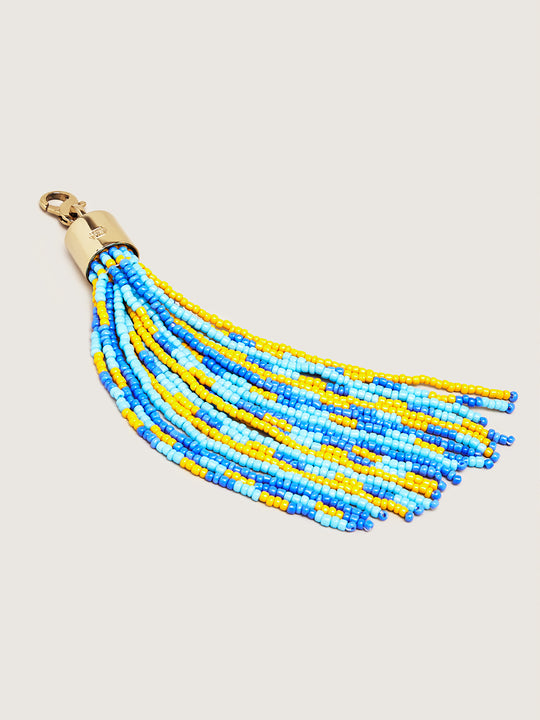 Okapi Beaded Tassel - Blue, Yellow and Light Blue