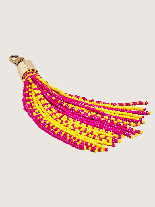 Okapi Beaded Tassel - Yellow, Fuchsia and Dark Yellow