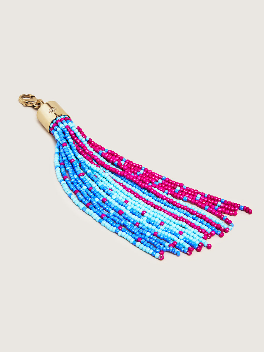 Okapi Beaded Tassel - Blue, Pink and Light Blue