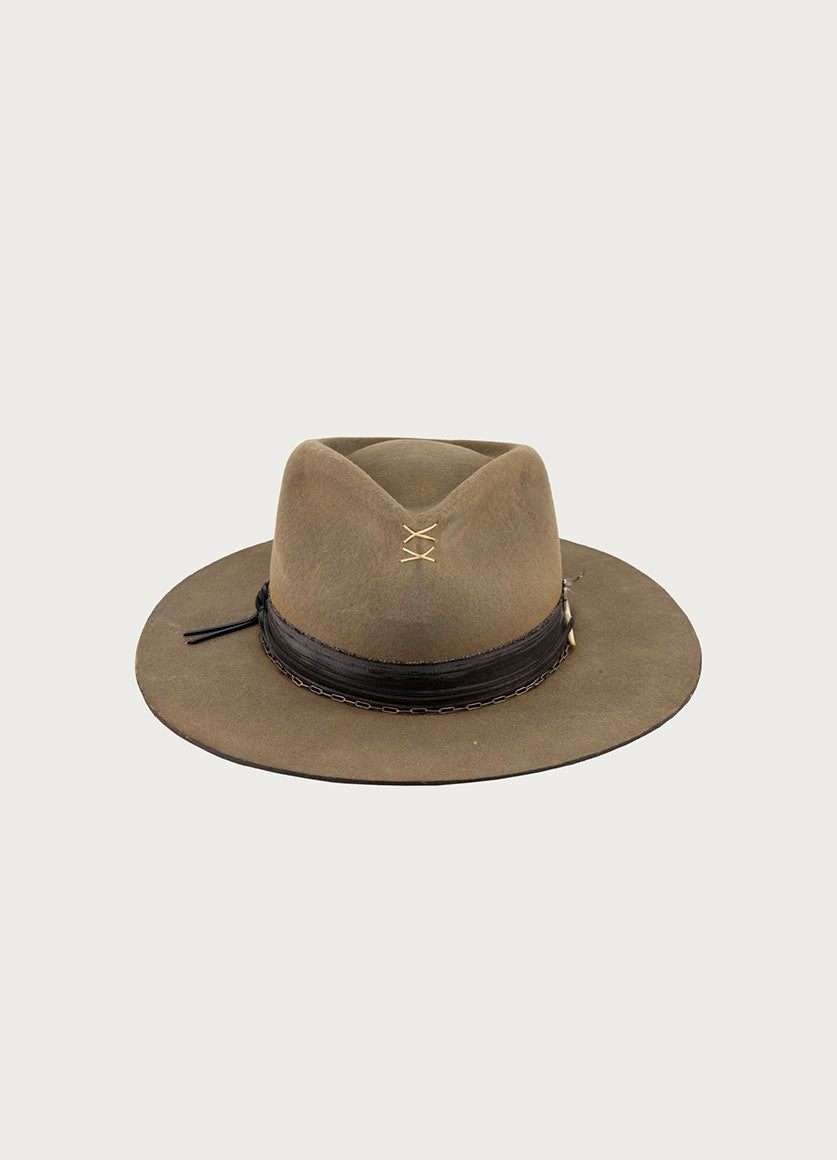 Olive Green Wool Felt Fedora