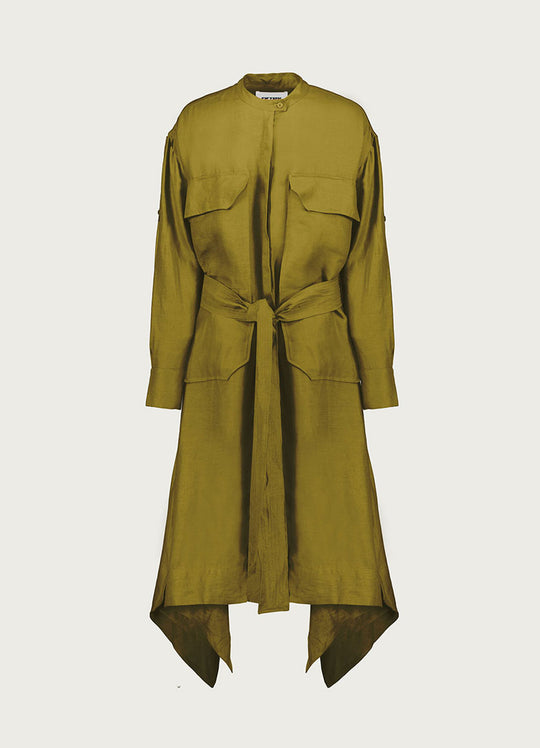 Utility Shirt Dress w Belt Olive