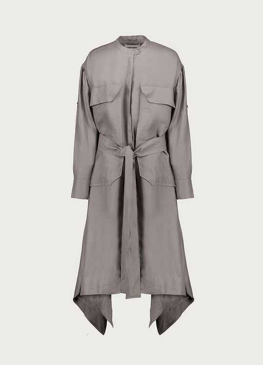 Utility Shirt Dress w Belt Elephant Grey