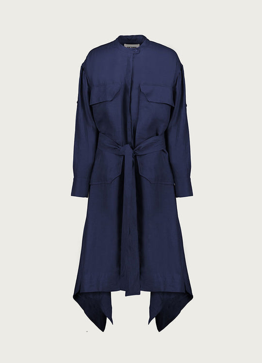 Utility Shirt Dress w Belt Dark Navy