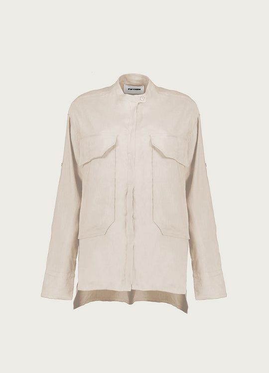 Elongated Utility Shirt Wheat