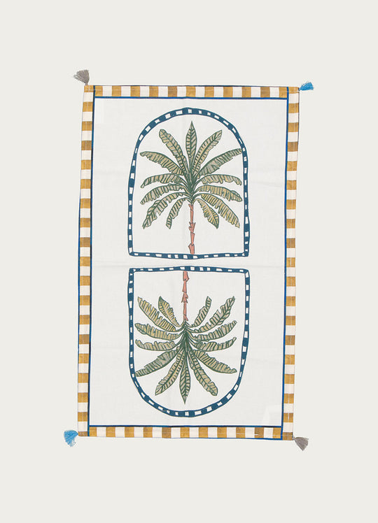 Tea Towel Blue Palm Leaves