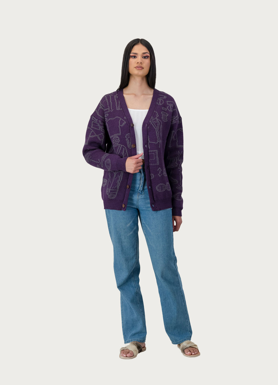 Mohair & Wool Purple Cardigan