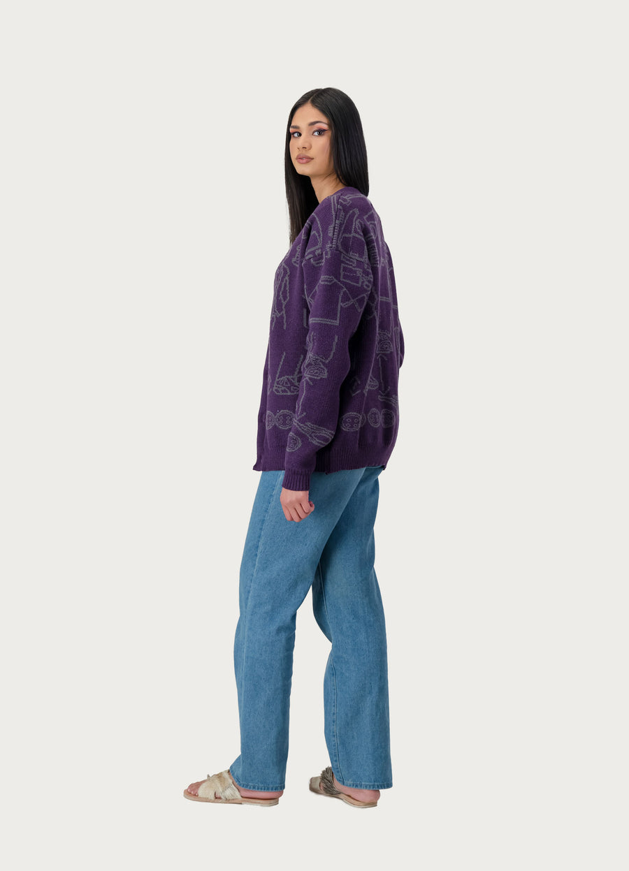 Mohair & Wool Purple Cardigan