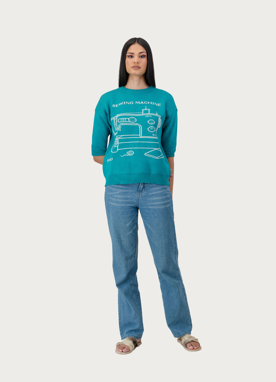Knitted Graphic Sweater Green