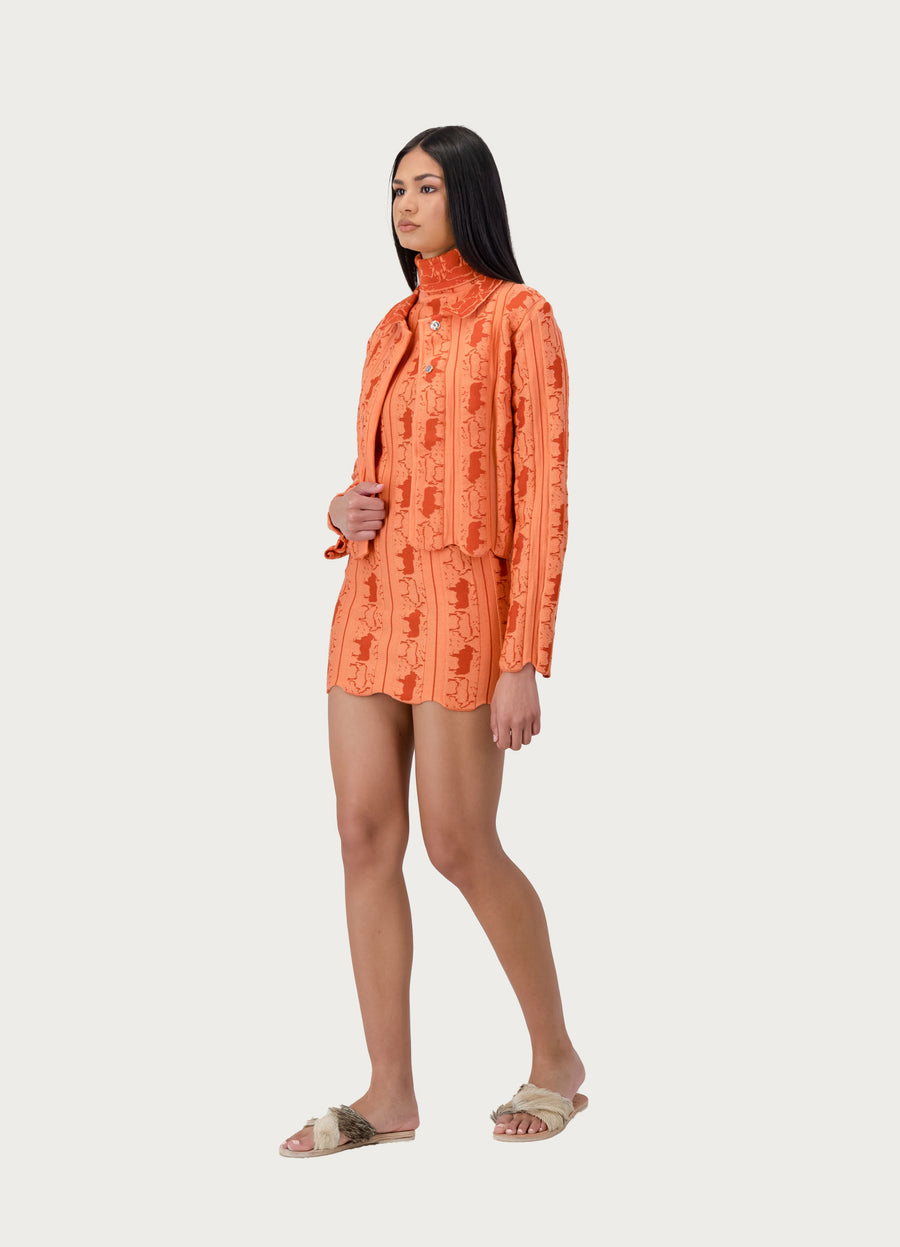 Bull Motif Jacket Orange