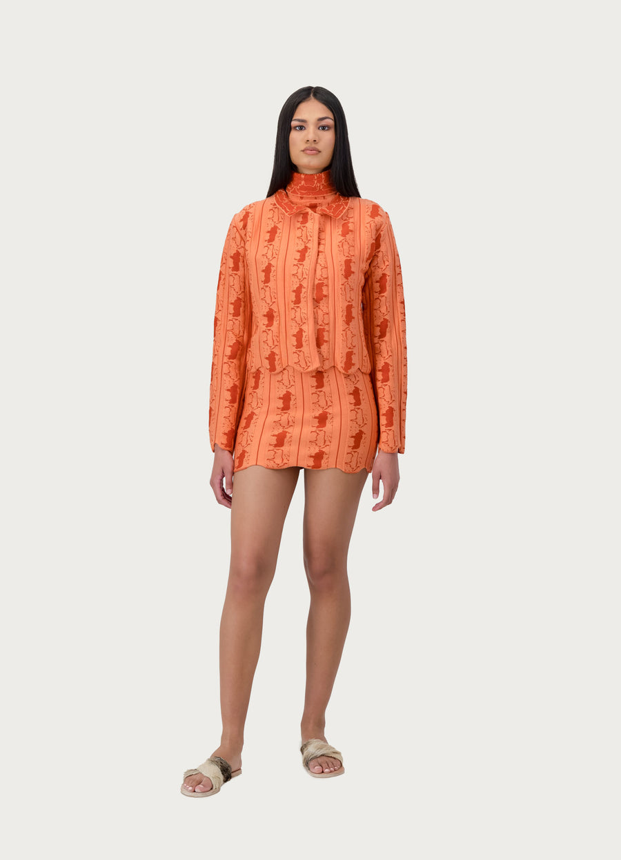 Bull Motif Jacket Orange
