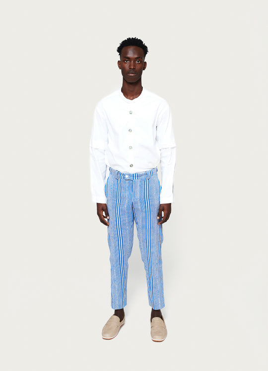 Blue Soke 3 Stripe Trousers