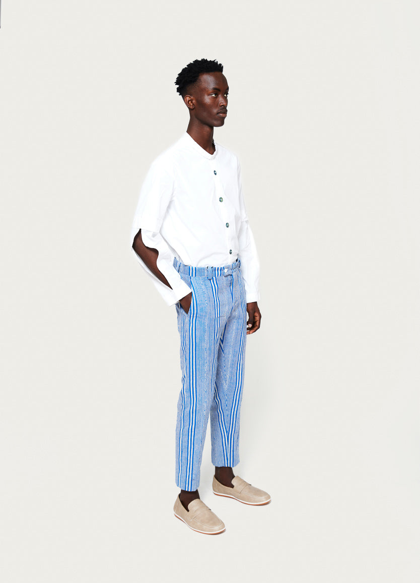 Blue Soke 3 Stripe Trousers