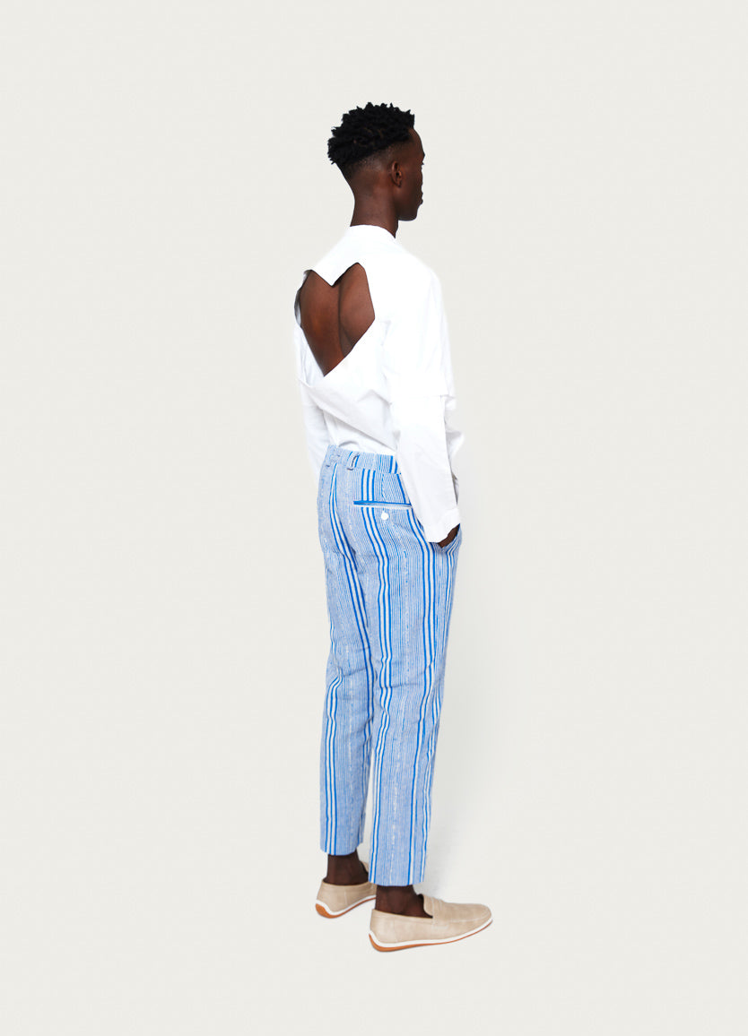 Blue Soke 3 Stripe Trousers