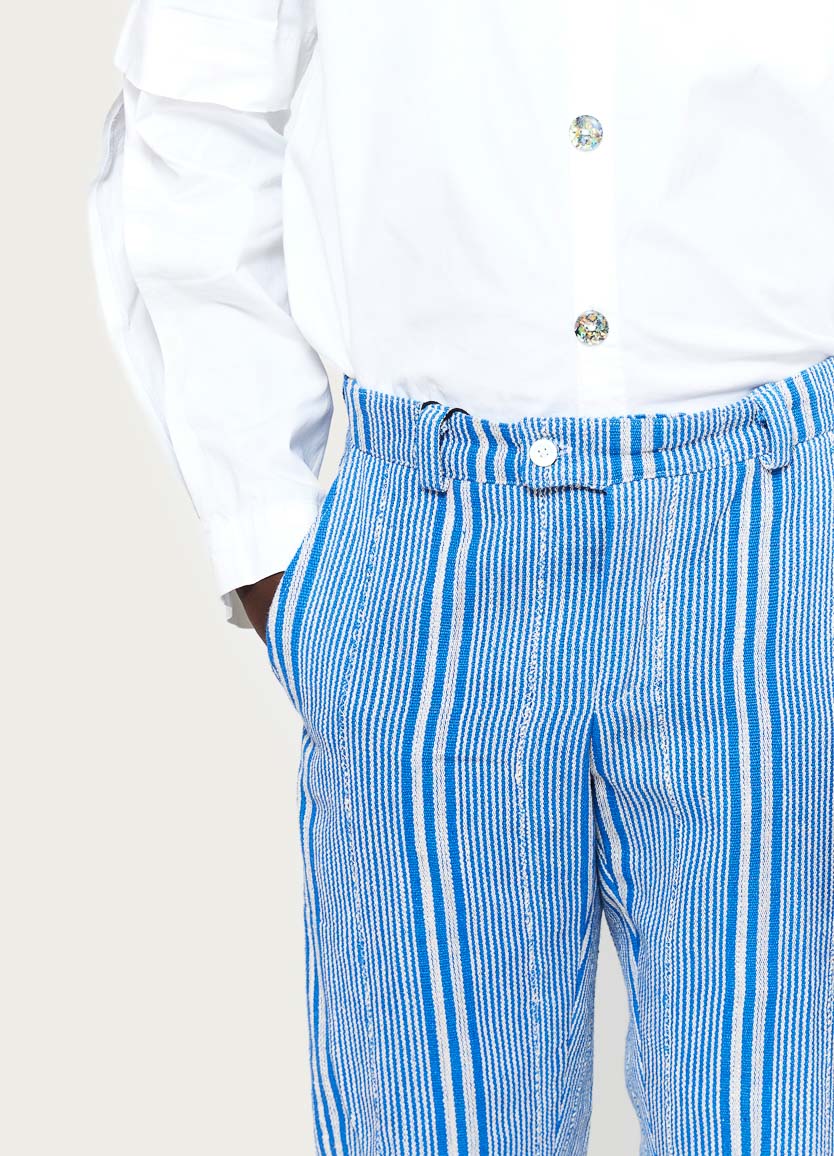Blue Soke 3 Stripe Trousers