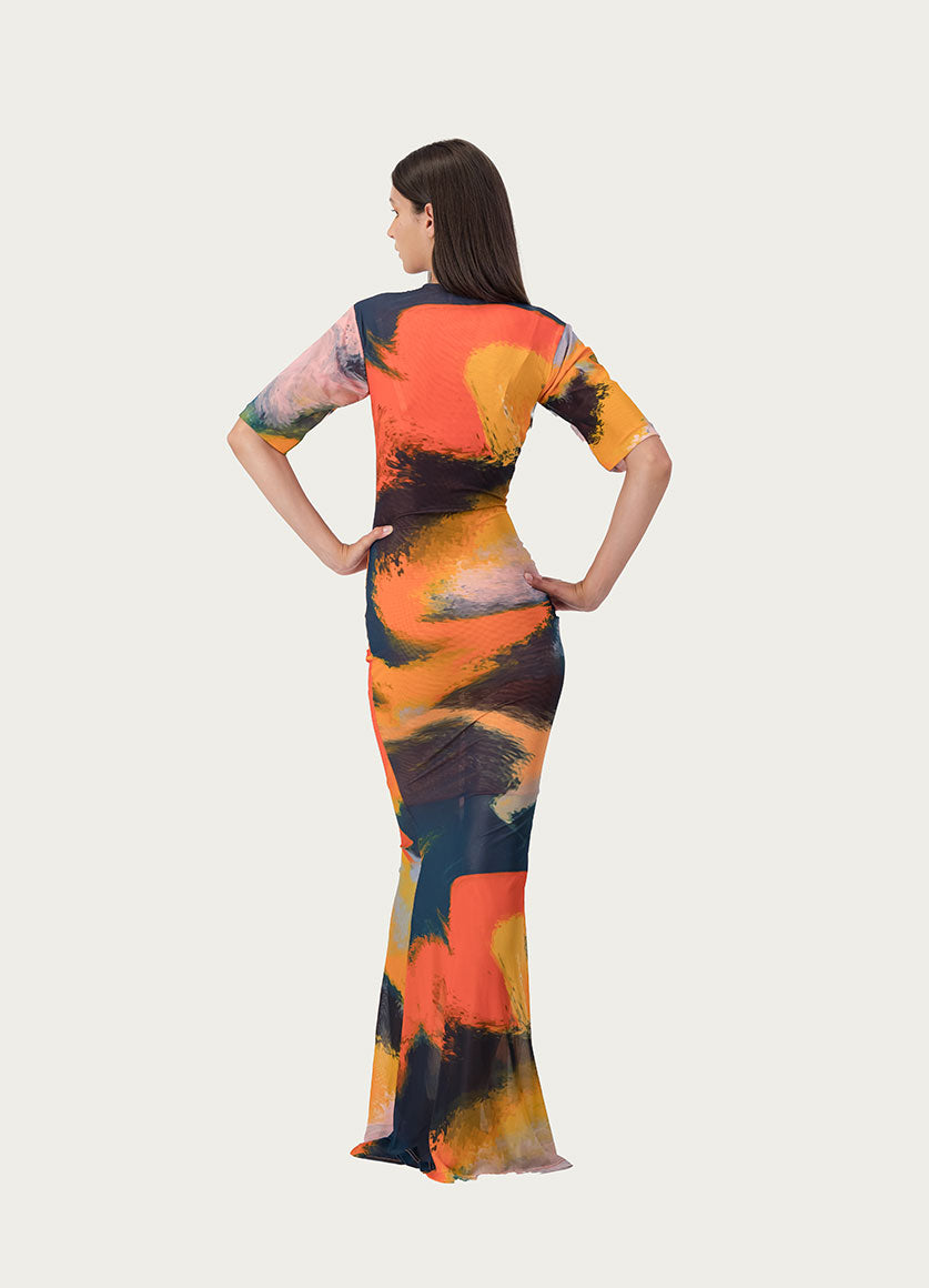 Lava Print Dress Orange Print