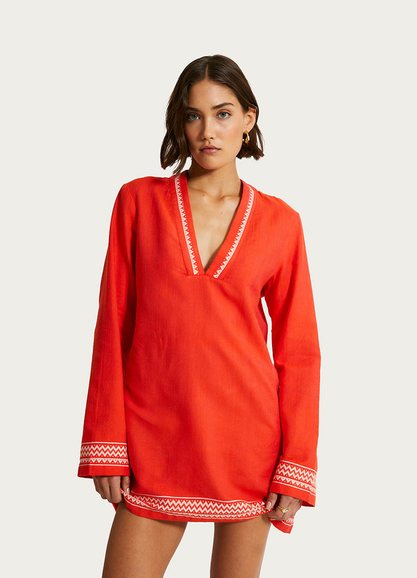 Raey Column Dress Tenesa Red