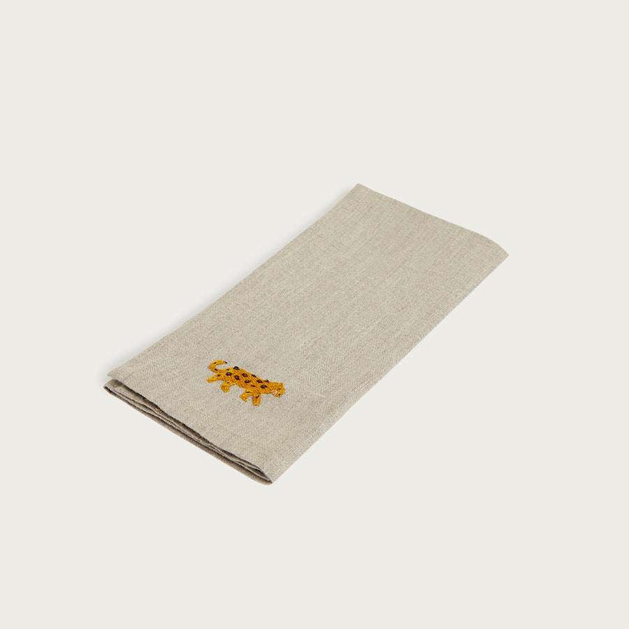 Big Five Leopard Linen Serviettes Natural