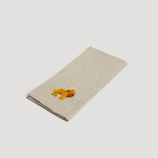 Big Five Lion Linen Serviettes Natural
