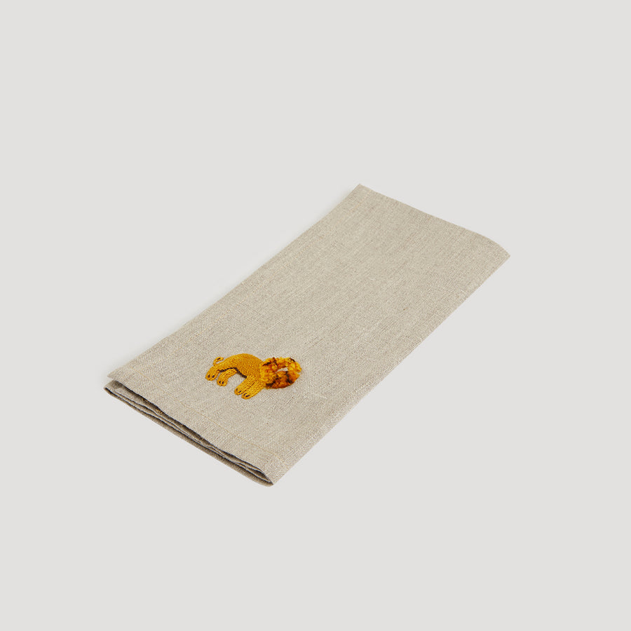 Big Five Lion Linen Serviettes Natural