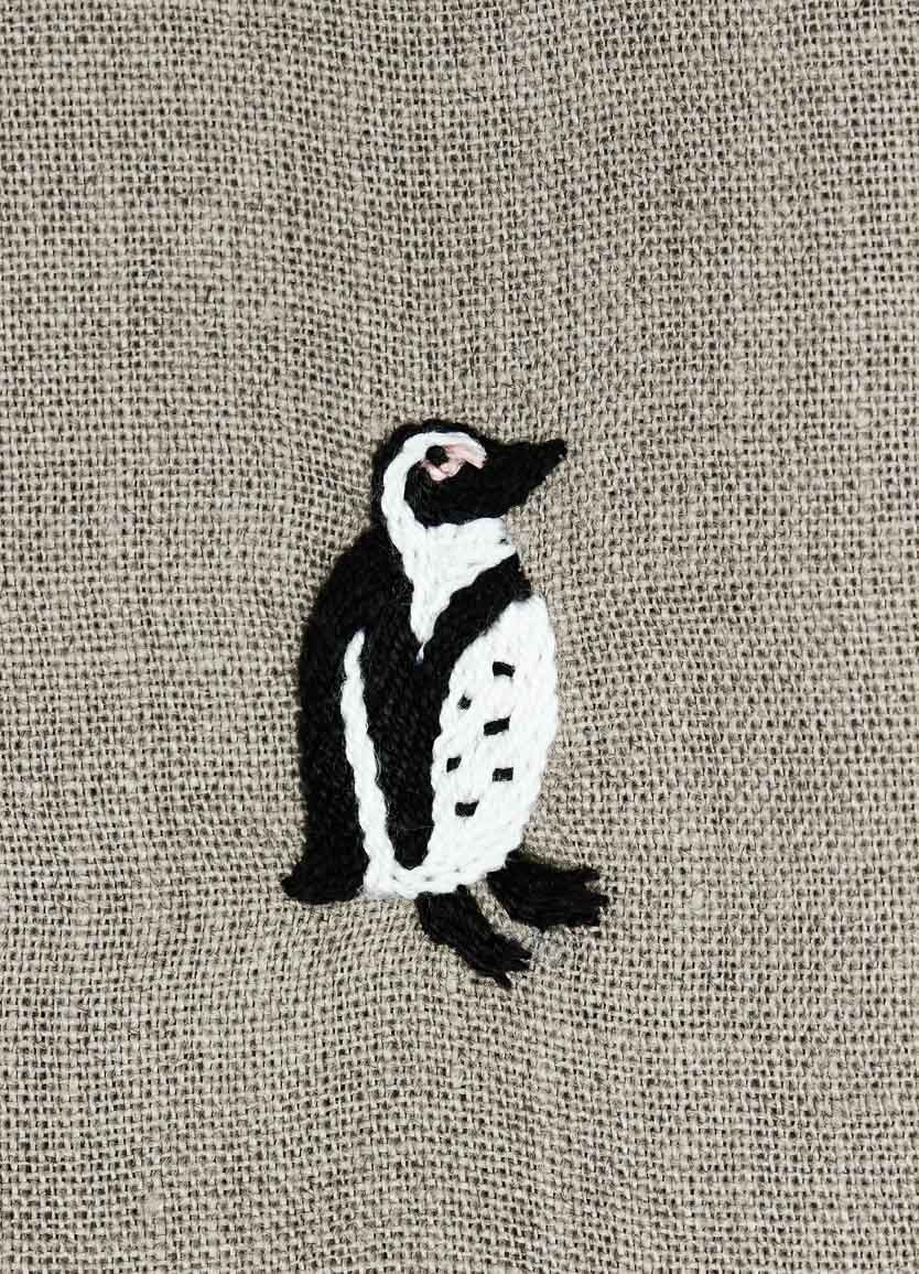 Marine African Penguin Linen Serviettes Natural