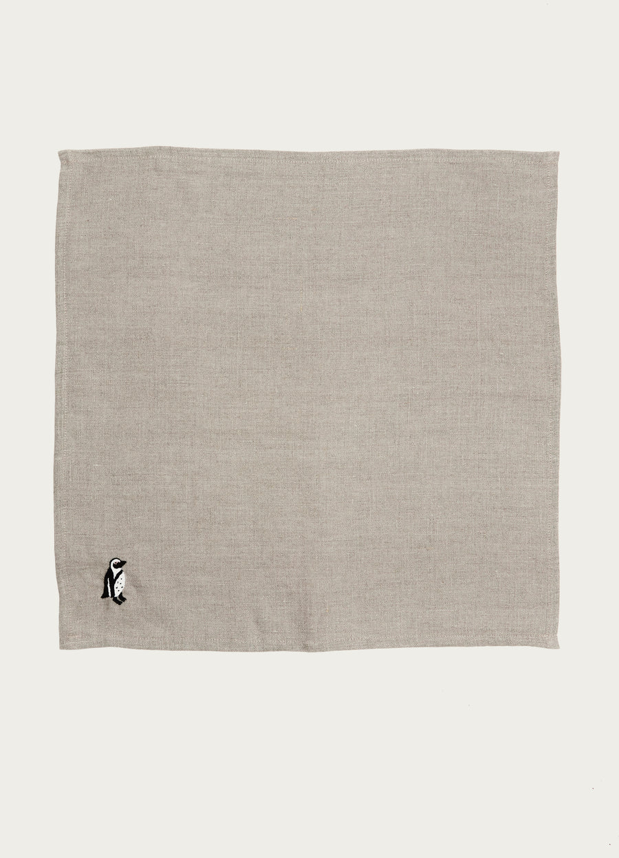 Marine African Penguin Linen Serviettes Natural