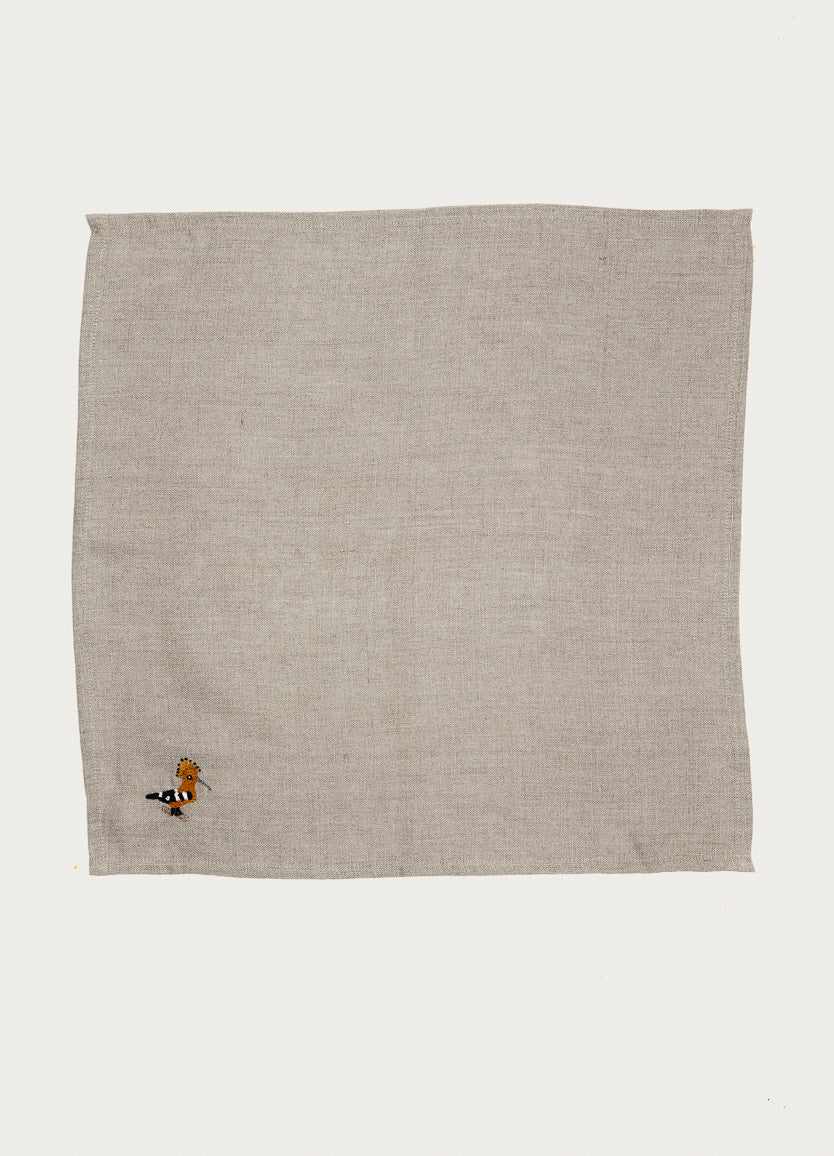 Indigenous African Wood Hoopoe Linen Serviettes Natural