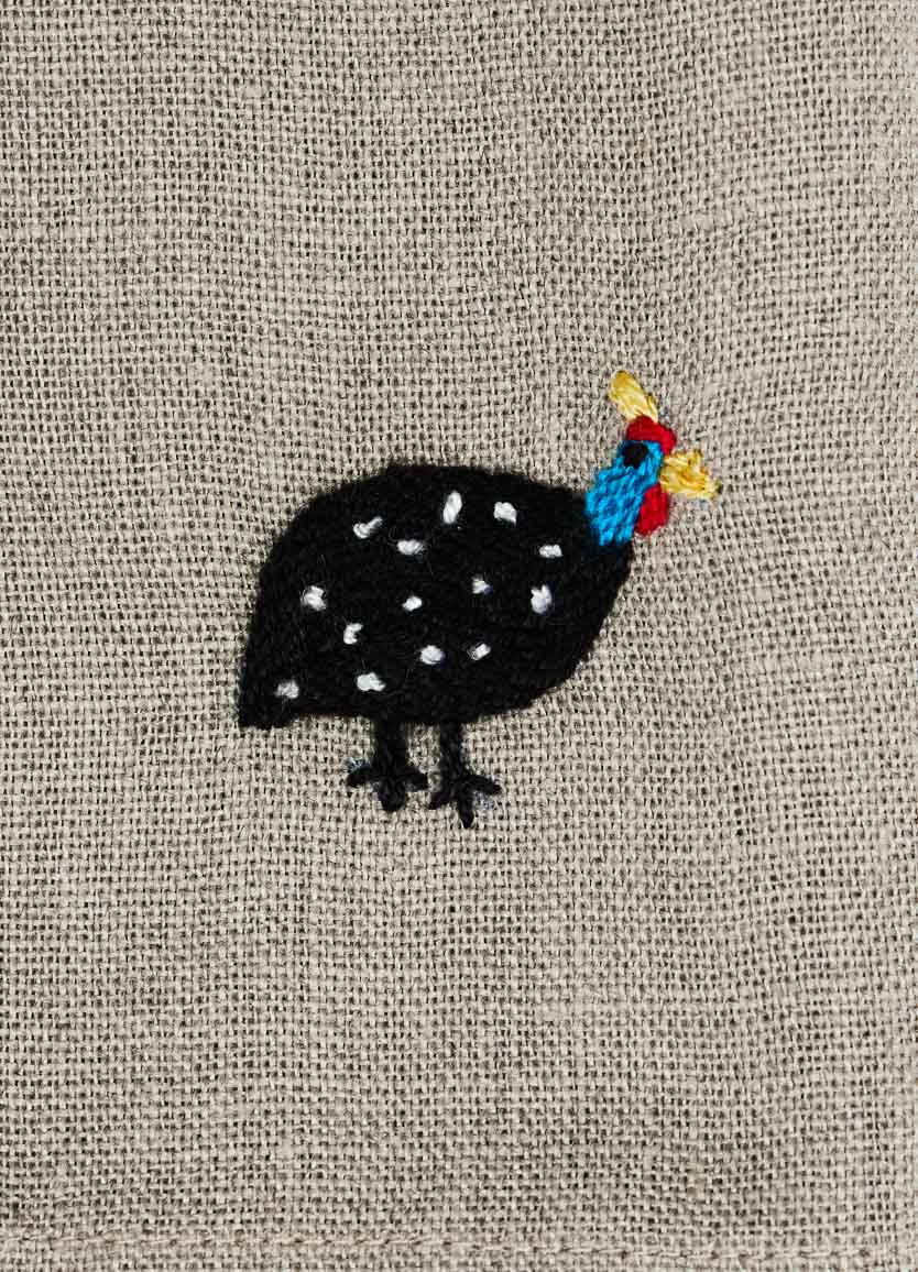 Indigenous Guinea Fowl Linen Servietes Natural