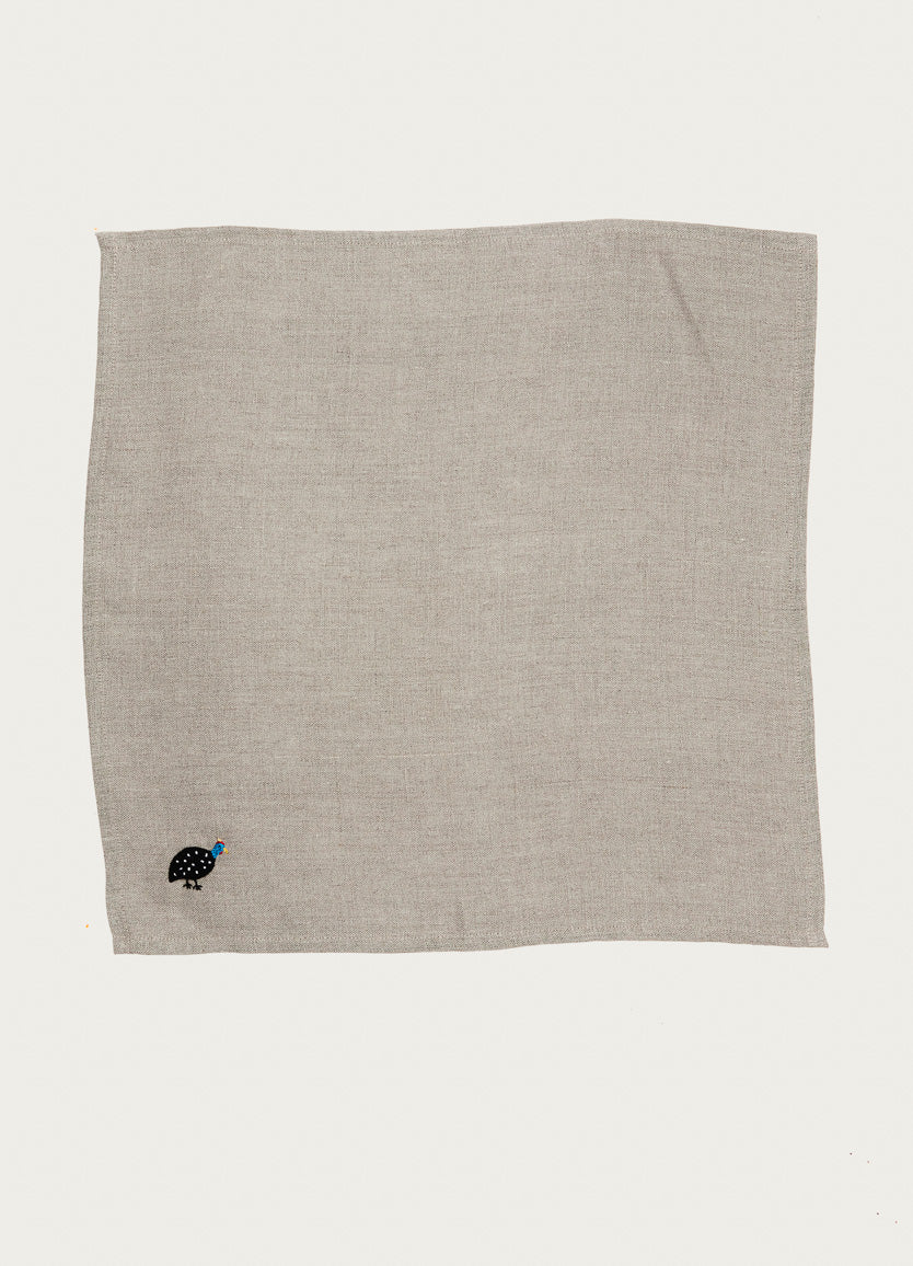 Indigenous Guinea Fowl Linen Servietes Natural
