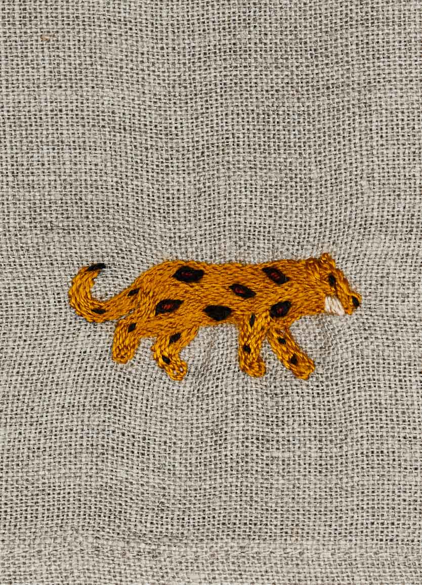 Big Five Leopard Linen Serviettes Natural