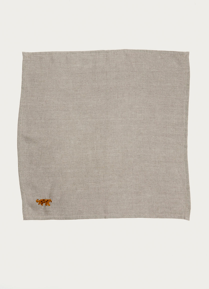 Big Five Leopard Linen Serviettes Natural