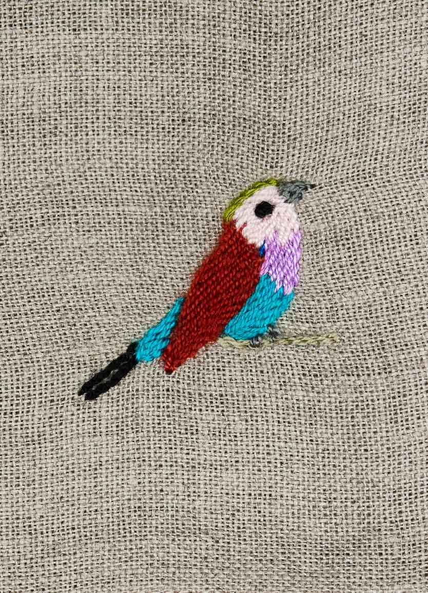 Indigenous Lilac-breasted Roller Linen Serviettes Natural