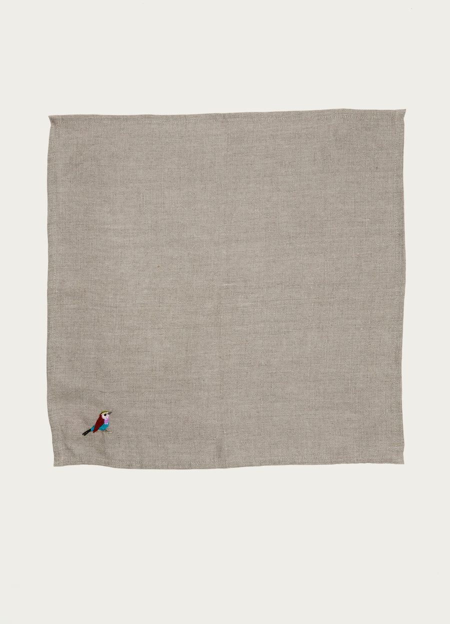 Indigenous Lilac-breasted Roller Linen Serviettes Natural