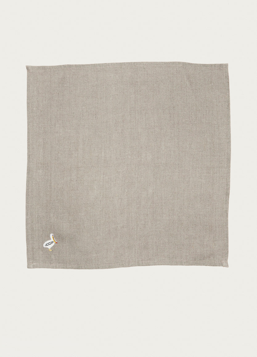 Marine Pelican Linen Serviettes Natural