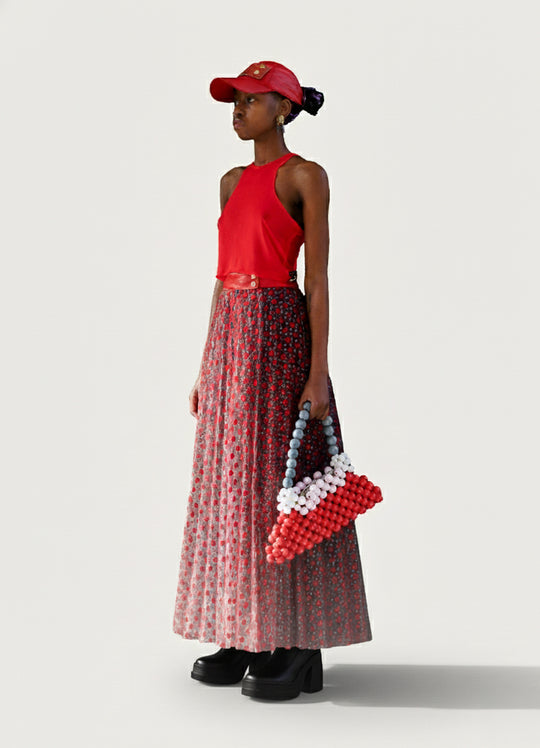 Red Scarlett Mesh Racer Top