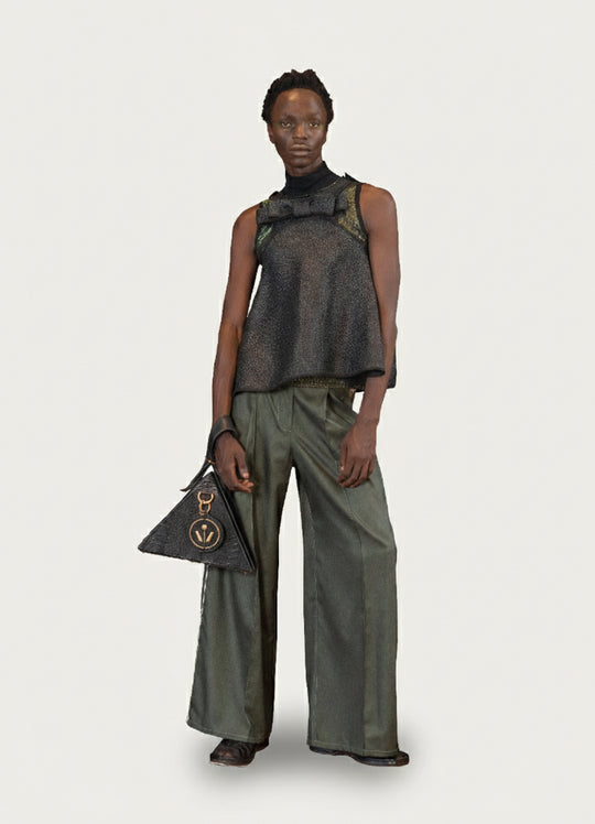 Black Bells & Whistles Raffia Top