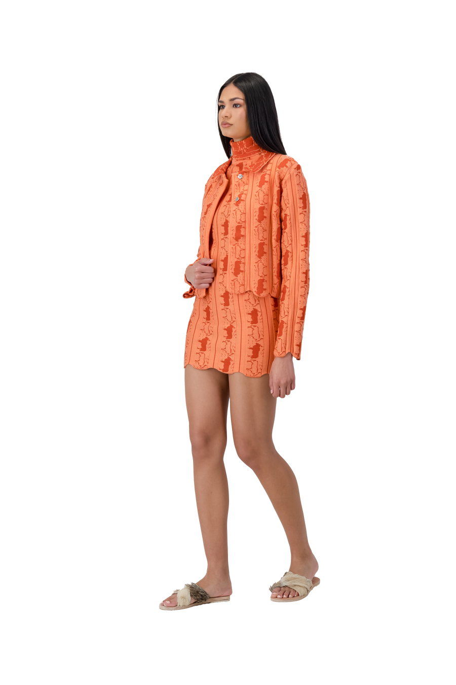 Bull Motif Jacket Orange